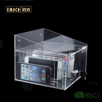 Custom acrylic mobile phone storage organizer box with dividers