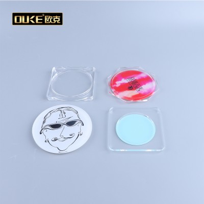 Cheap Custom Clear Acrylic Drink Coaster Cup Holder