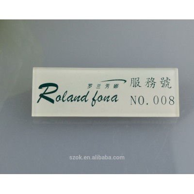 Popular acrylic custom name plate holder with a pin low price